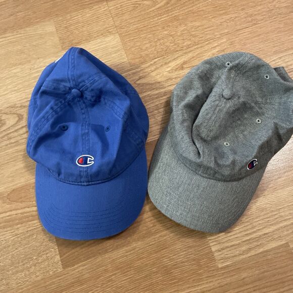 Lot Of 2 Champion Hat Cap Strap Back Adjustable Mens Casual Blue/Grey - Picture 2 of 6